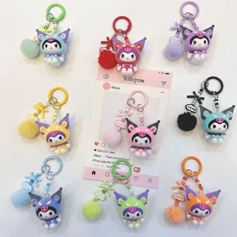 Kawaii Tech Accessories - Mode Kuromi figuur hars sleutelhanger schattige