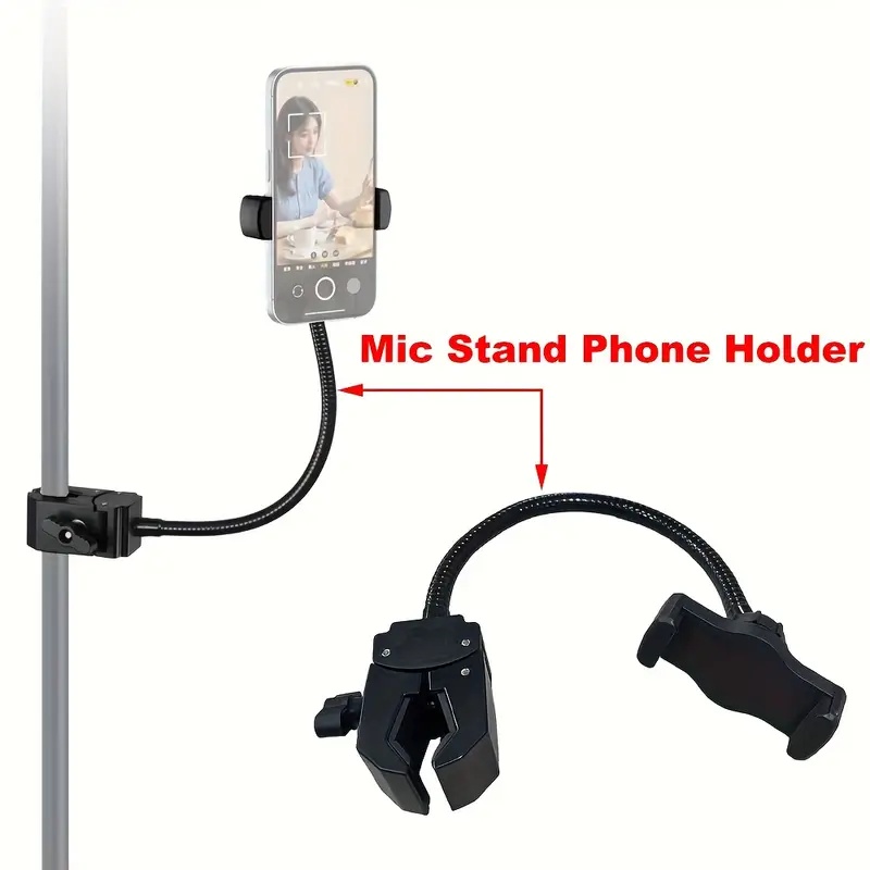 Mobile Tech Accessories - Flexibele verstelbare microfoonstandaard Telefoonhouder met zwanenhalsklem